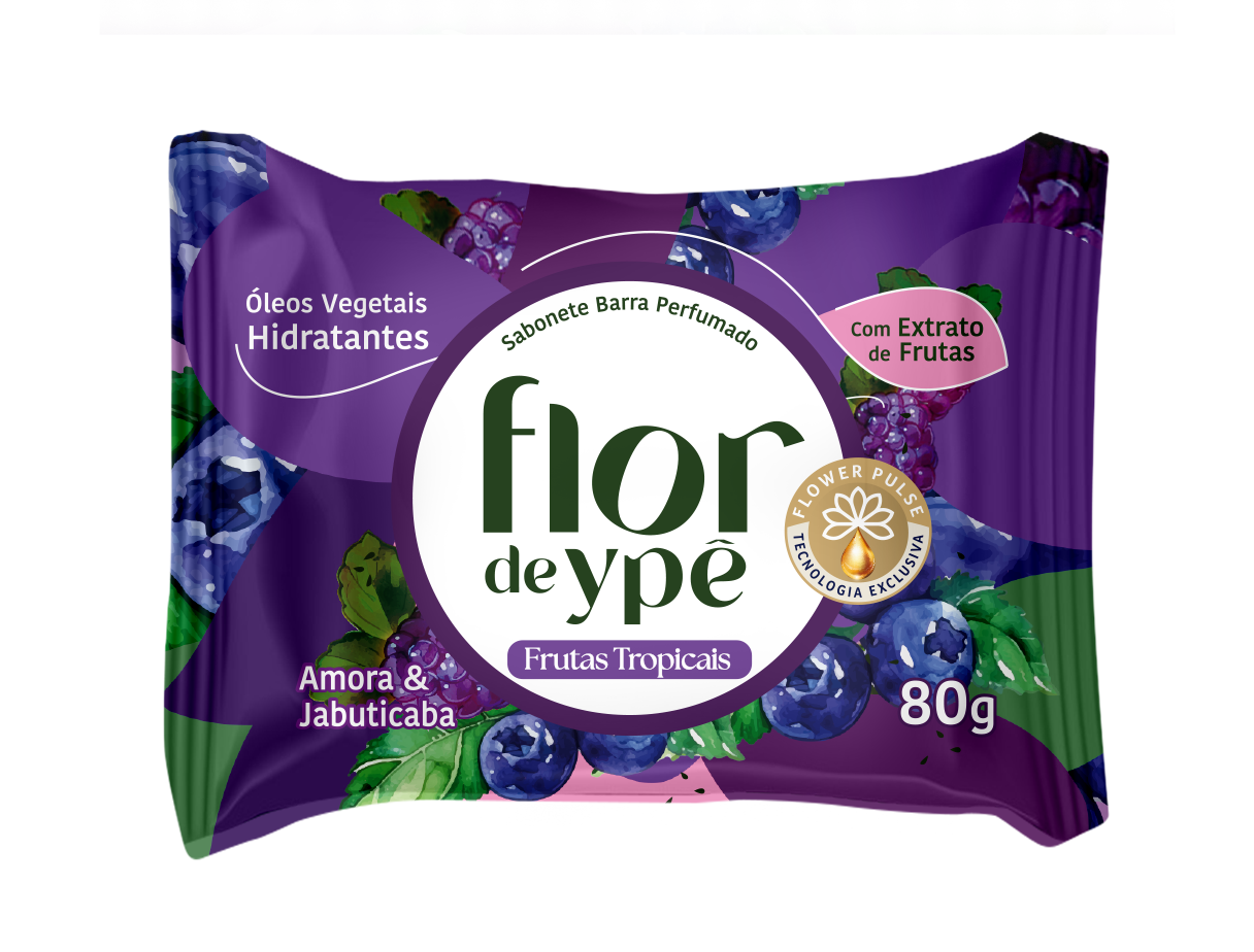 Sabonete em barra Flor de Ypê Frutas Tropicais Amora & Jabuticaba