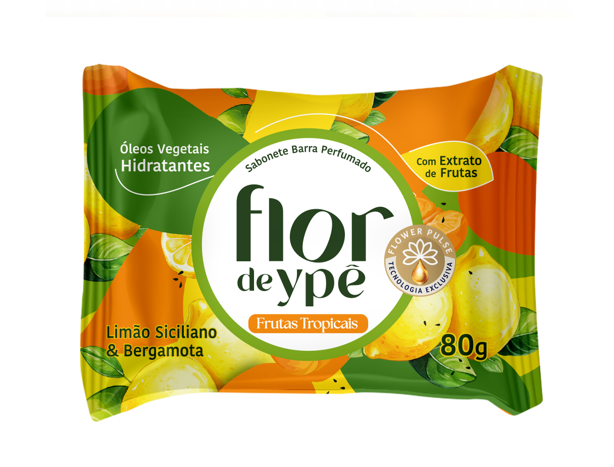 Sabonete em barra Flor de Ypê Frutas Tropicais Limão-Siciliano & Bergamota