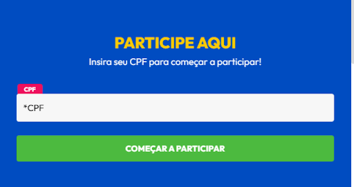 Seção para se cadastrar na Promoção da Ypê.